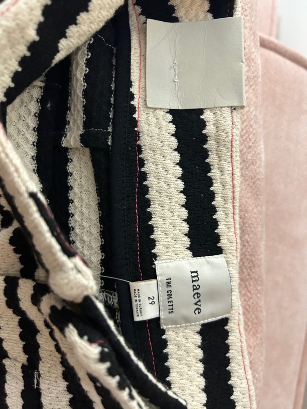 Maeve Striped Black and Cream Women's Jeans